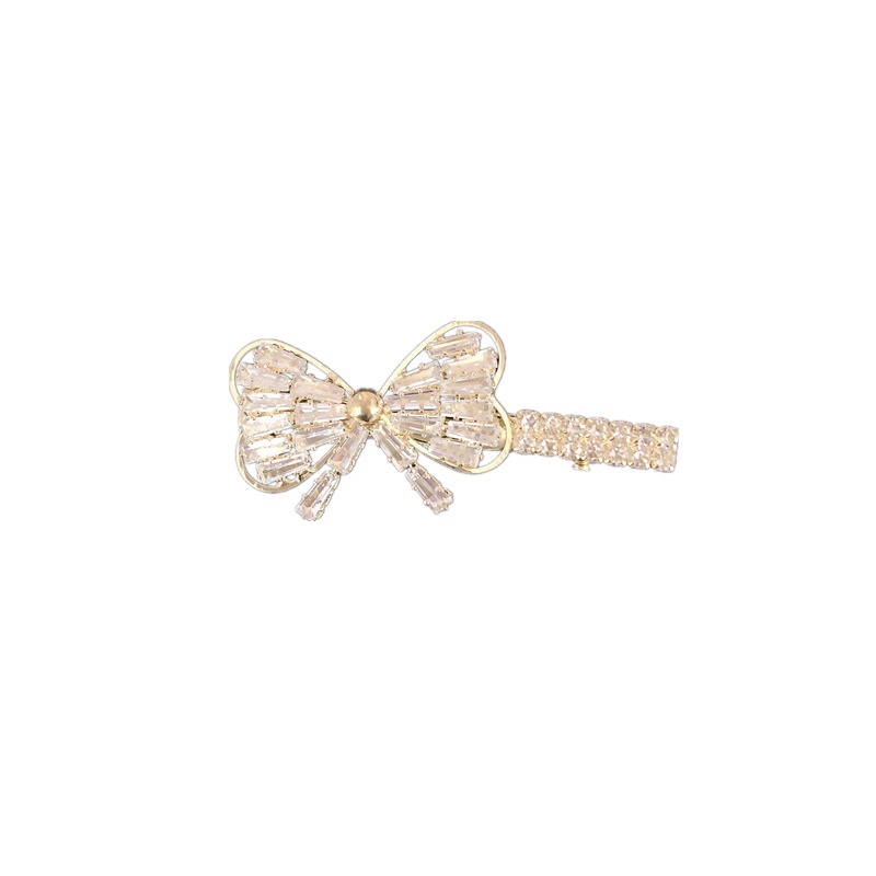 Popular Style Women Hair Accessories Korean Alloy Rhinestone Zircon Heart  Bowknot Hair Clip