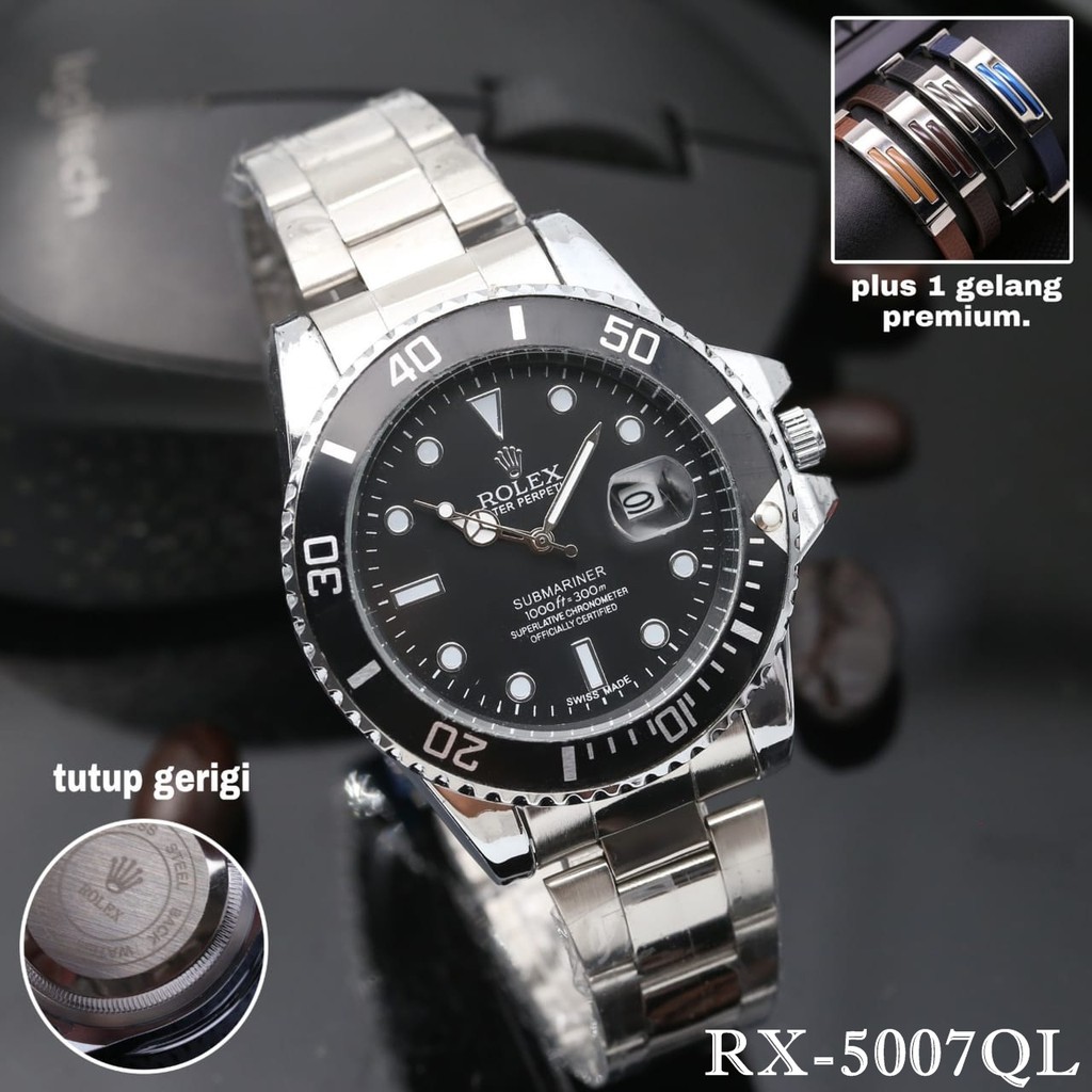 jam tangan pria ROLEX RX-5007QL FREE GELANG