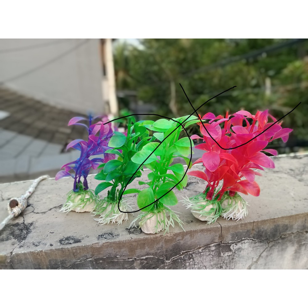 tanaman kembang hias pohon hiasan plastik sintetis aksesoris aquarium
