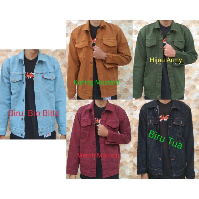 JAKET JEANS MURAH PRIA JUMBO OVER SIZE M-XXXL LD 122CM MUAT 100kg