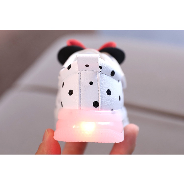 LED15-Sepatu Lampu LED Anak Perempuan Dot Mini Red Ribbon