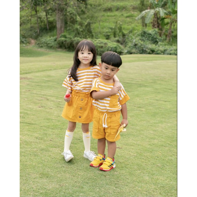 CANDY STRIPE COUPLE Setelan Baju Anak Laki Laki &amp; Perempuan Motif Stripe