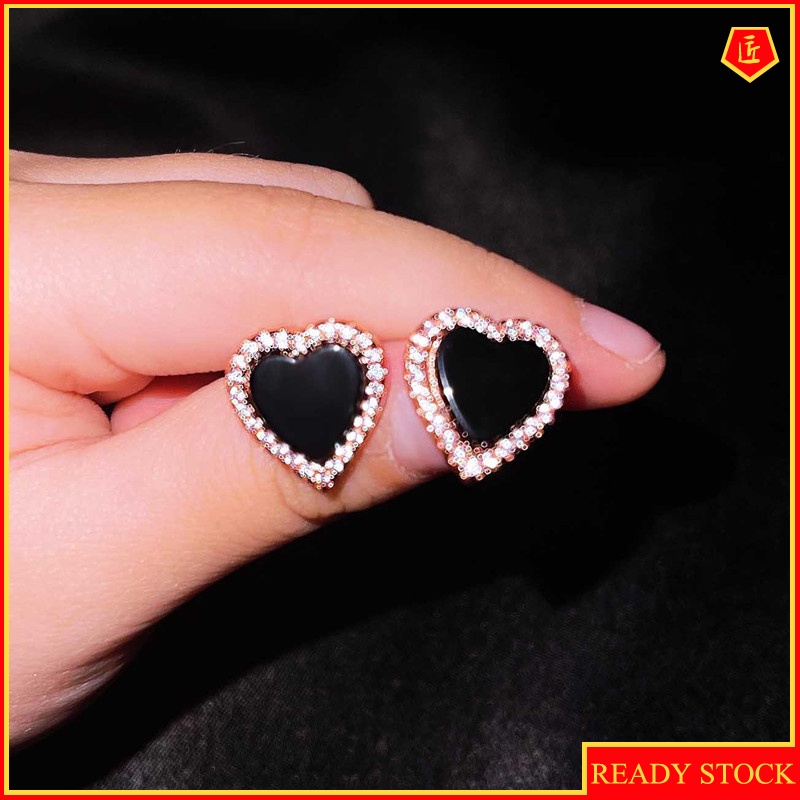 [Ready Stock]New Sweet Heart-Shaped Ear Studs Cute Fashion