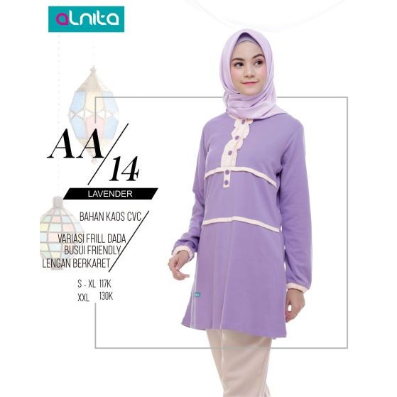 ALNITA ATASAN AA 14 LAVENDER BAHAN KAOS CVC 18s FASHION MUSLIM SPORTY BUSUI SIMPLE