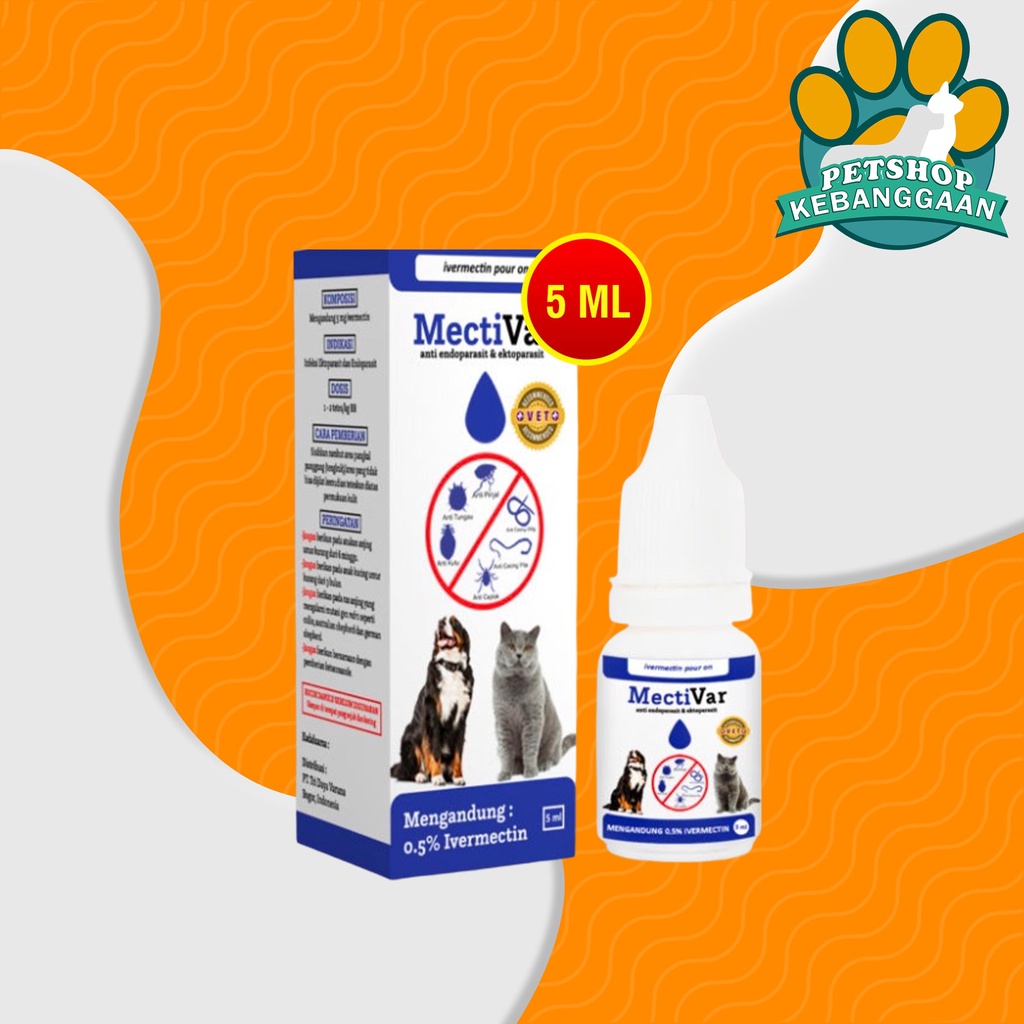 Obat Tetes Anti Kutu Parasit Tungau Anjing Kucing Mectivar 5ml