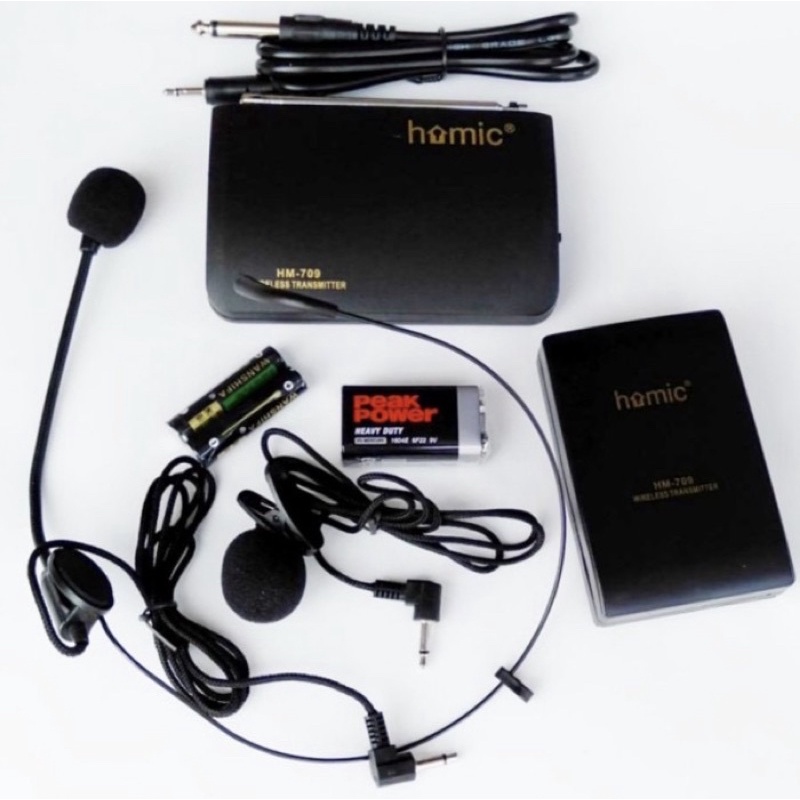 Mic Wireless HM709 Original Fullset Mik Microphone Youtuber Rekaman Studio Clip On Original
