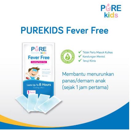 Pure Kids Fever Free / Pure Baby Obat Demam Anak / Plester Penurun Panas Cooling Patch Gel Plaster Dingin