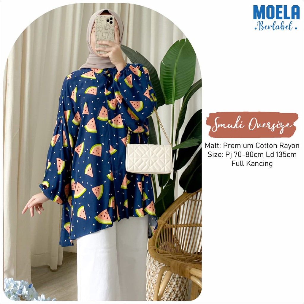 realpict DYRA by MOELA oversize ld 140 rayon premium atasan blouse wanita big size VAMIO jumbo fashi