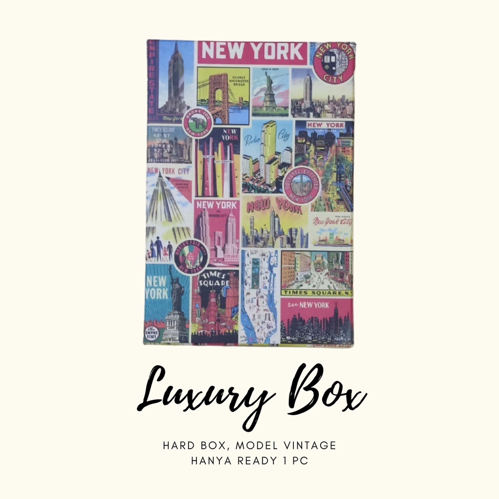 

Kotak Kado / Gift Box / Hard Box Luxury Vintage New York City Ukuran 21x14x4 cm