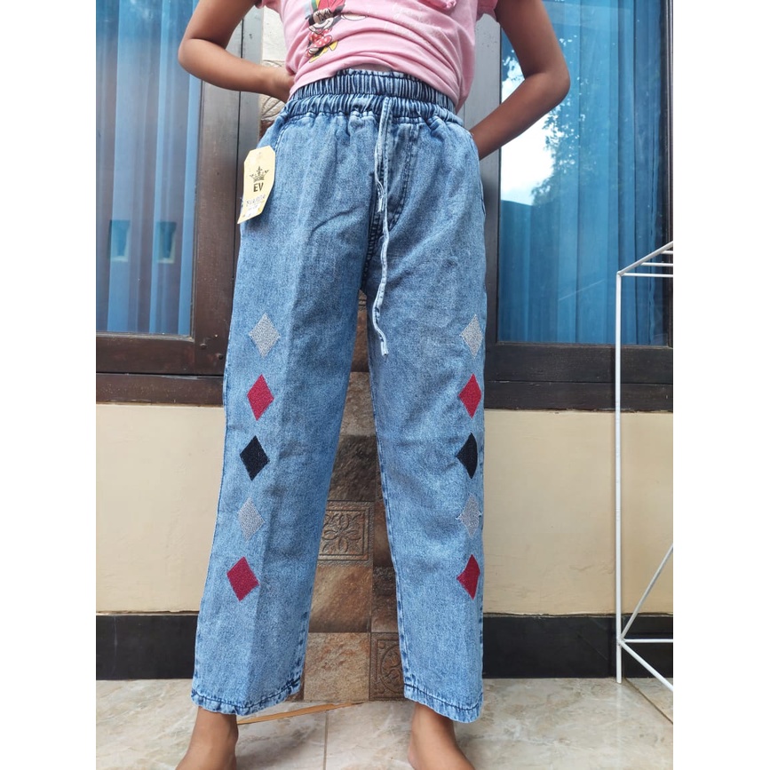 Boyfriend Jeans Kids Snow / Celana Jeans Bordir Anak / Orinika Kids / Sun Kids / Doll Kids / Sandra 25 Kids