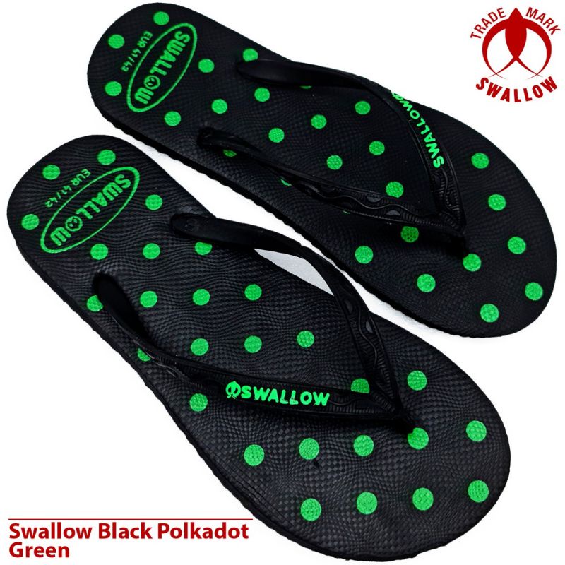 Sandal Jepit Karet Wanita Swallow Black Polkadot - Flip Flop Sandal