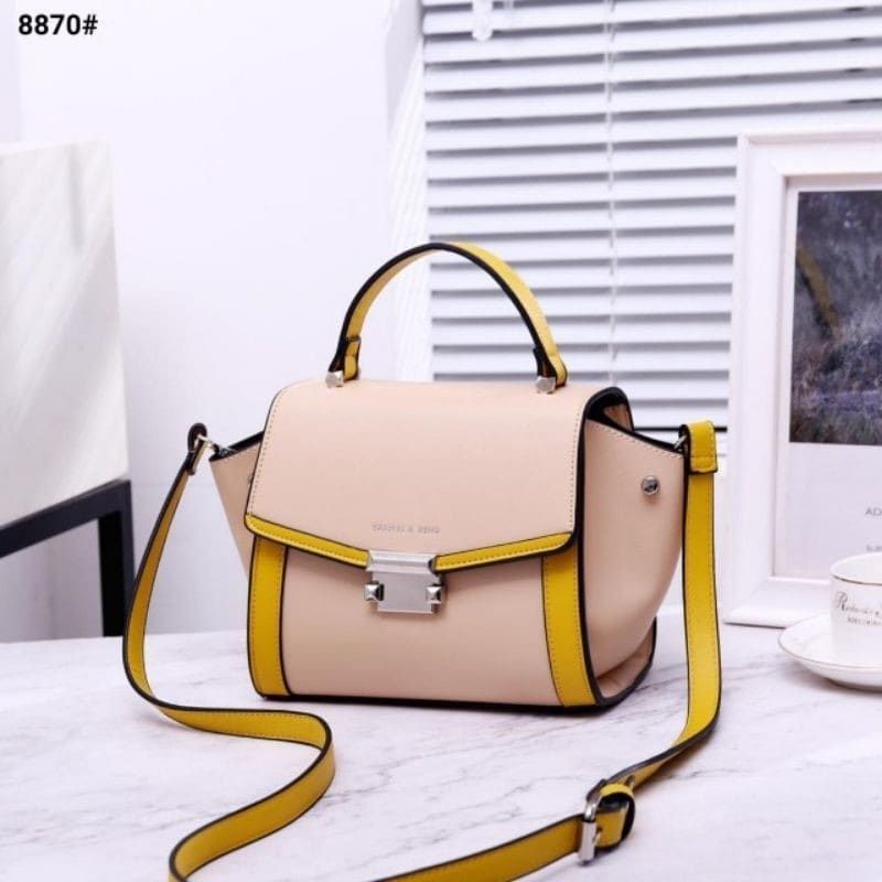 CK Trapeze 2 tone Leather Shoulder Bag