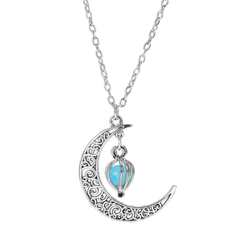 Charm Moon In The Dark Glowing Stone Necklaces Neo-Gothic Luminous Pendant Necklace For Women Jewelry Christmas Gifts
