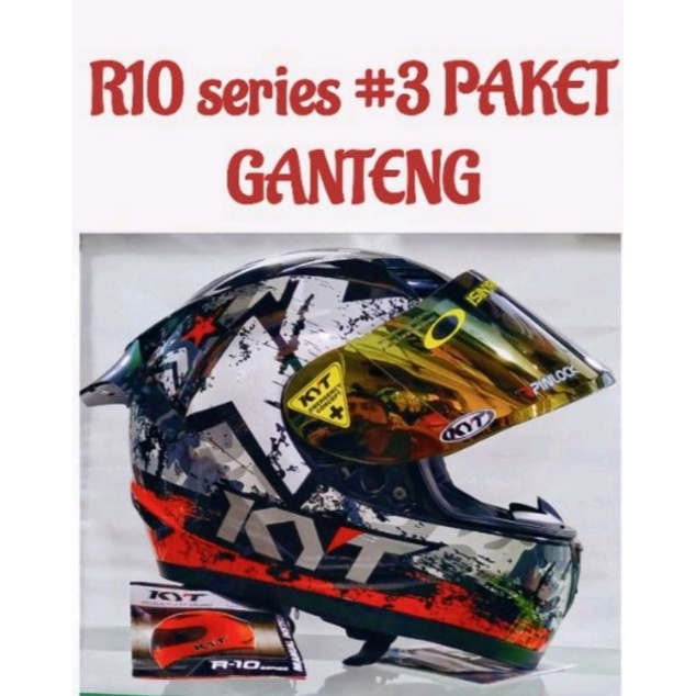 HELM KYT R10 SERI#3 BLAK/RED PAKET GANTENG