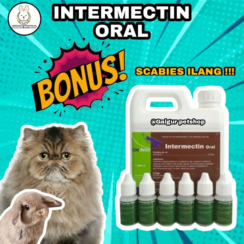 INTERMECTIN ORAL OBAT SCABIES JAMUR KUTU CACING KELINCI KUCING ANJING
