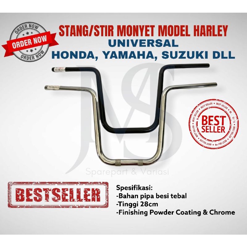 Jual Stang Setang Stir Sepeda Motor Universal Monyet Standart Universal Model Harley Tiger New