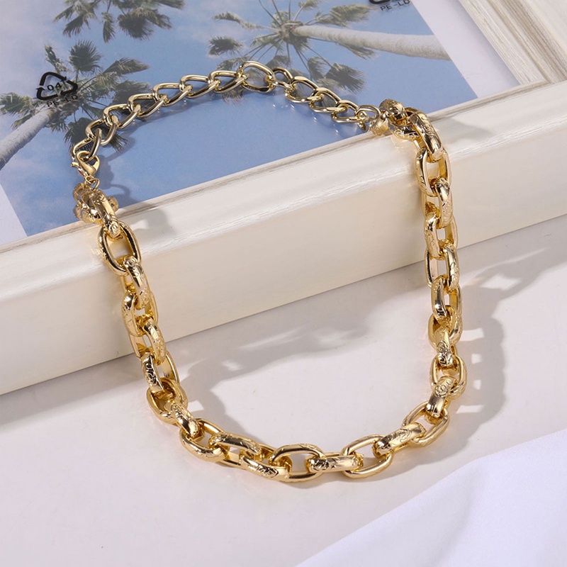 Kalung Choker Rantai Emas Gaya Punk Boho Untuk Wanita