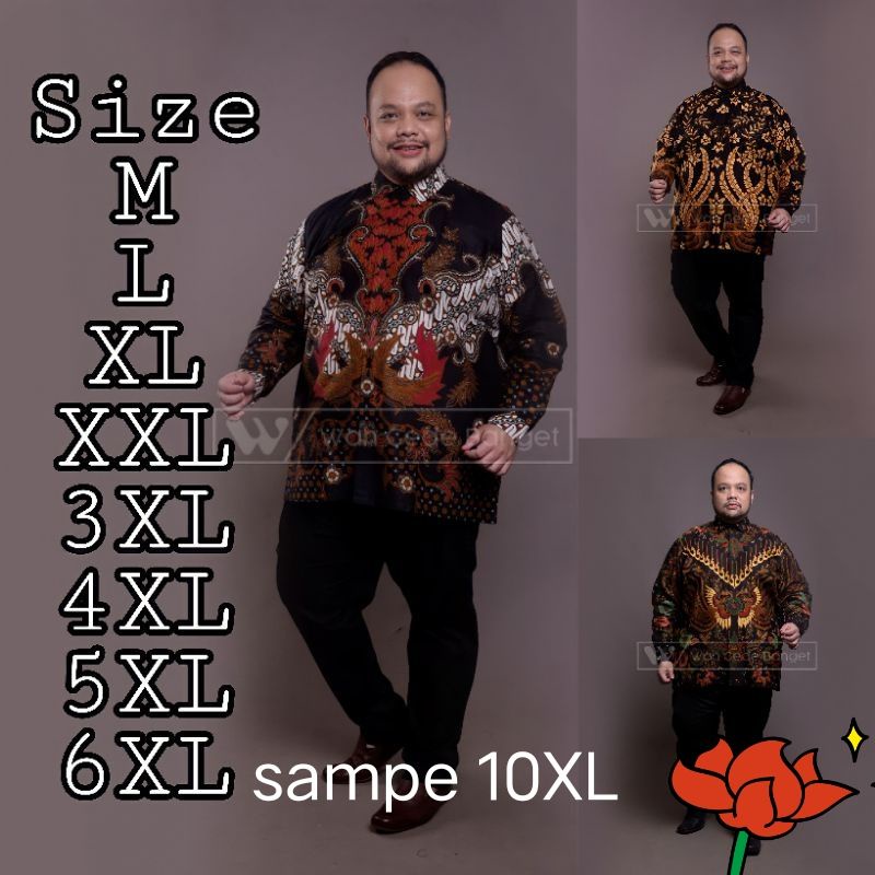 Baju  Batik Pria Slimfit Big Size M L XL XXL Atasan kemeja Batik Lengan Panjang Original