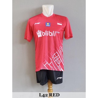 Baju Olahraga Kaos Badminton Setelan Bulutangkis L42 Red Baju Olahraga Kaos Badminton Setelan Bulutangkis L42 Red