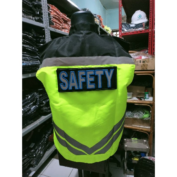 ROMPI SAFETY BAHAN FULL TASLAN LOGO FELCRO PEREKAT STABILO HITAM