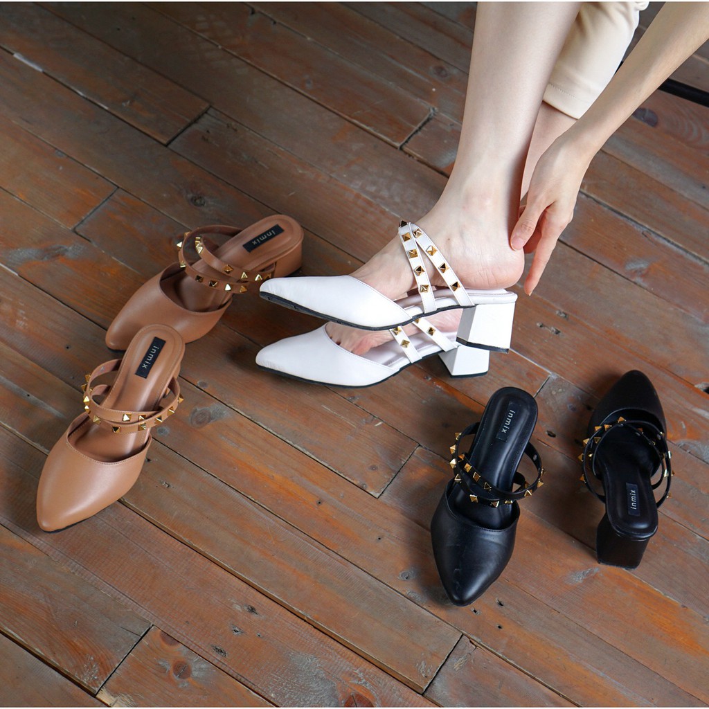 inmix - CALEA - Premium Imported Material Mules Heels 5cm - inmix Rubber Outsole-7