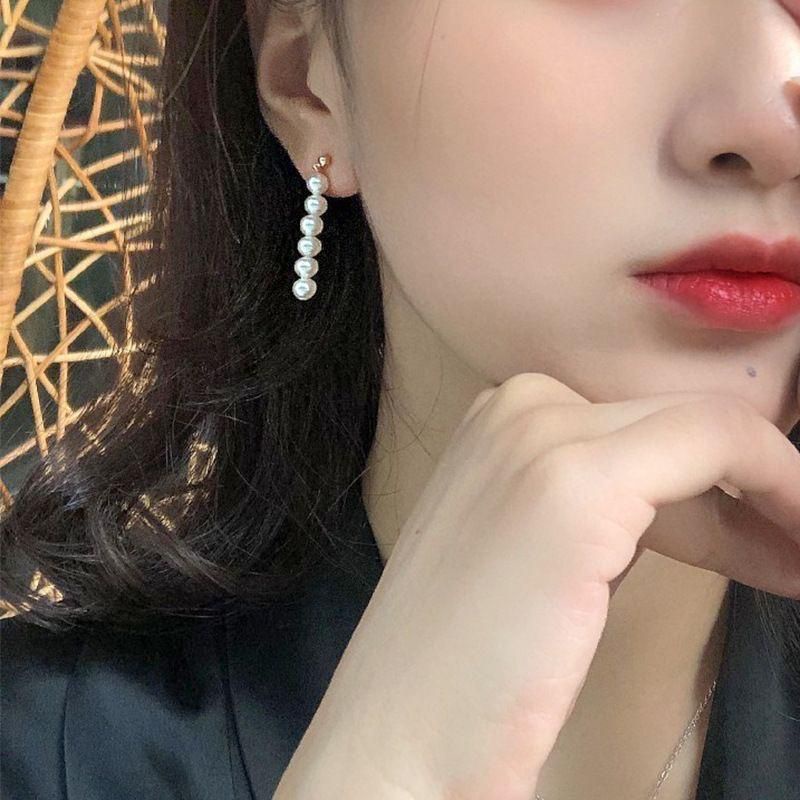 Amber Pearl Stud Earrings Anting Tusuk Mutiara Korea Pearls