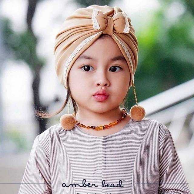 turban bayi pom pom renda 0-3thn