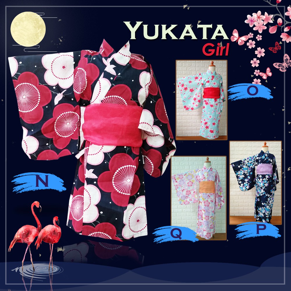 10t Kid's Yukata Japan size XL Summer Kimono Anak Cewe Obi