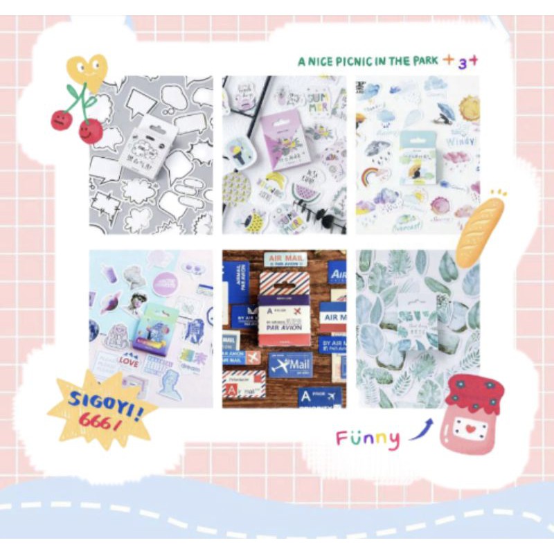 

Stiker aestetik 45pcs stiker Diary Planner Jurnal Scrapbook Bujo