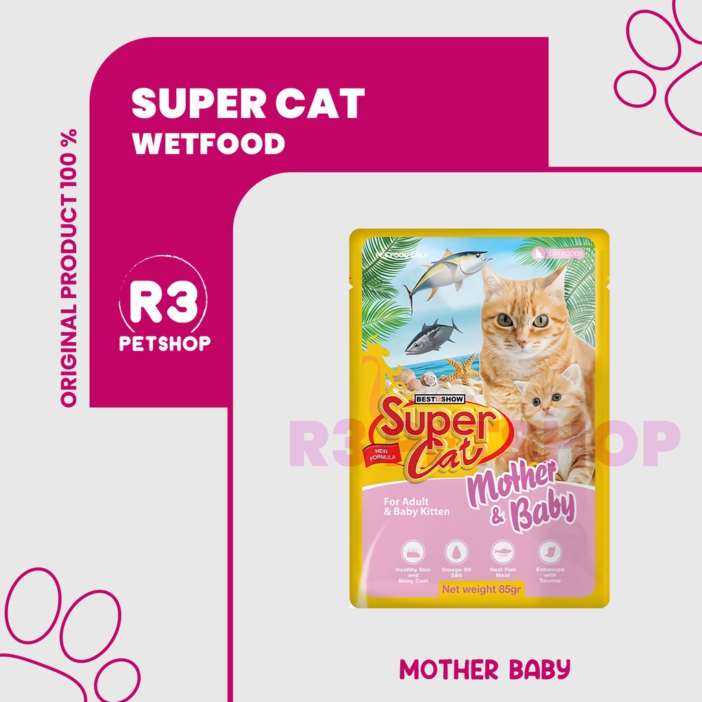 Makanan Kucing basah murah SUPER CAT pouch 85gr All Varian rasa - Super cat sachet