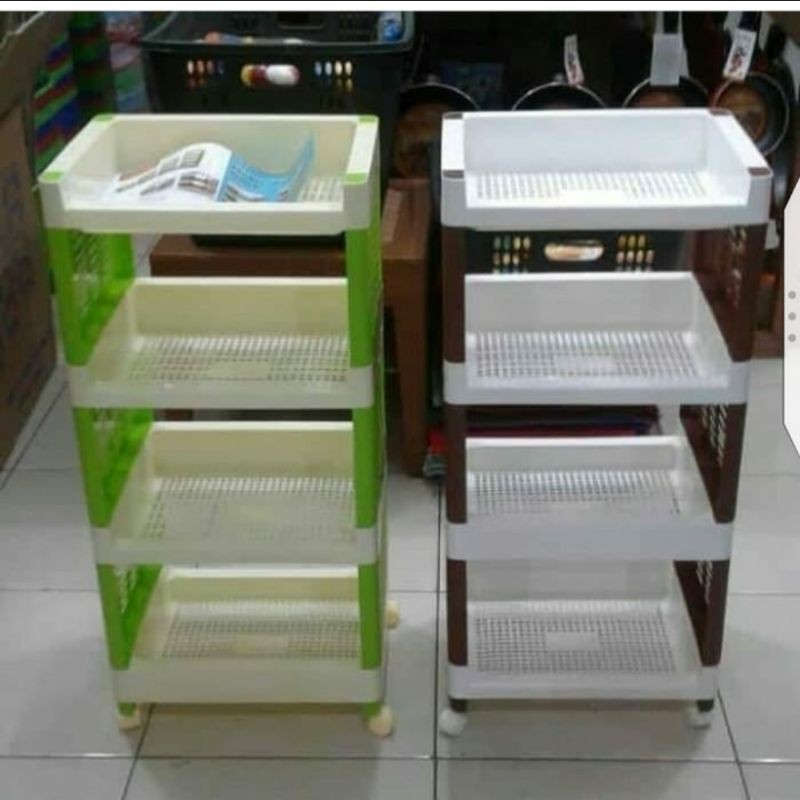 rak serbaguna plastik susun 4 plus roda