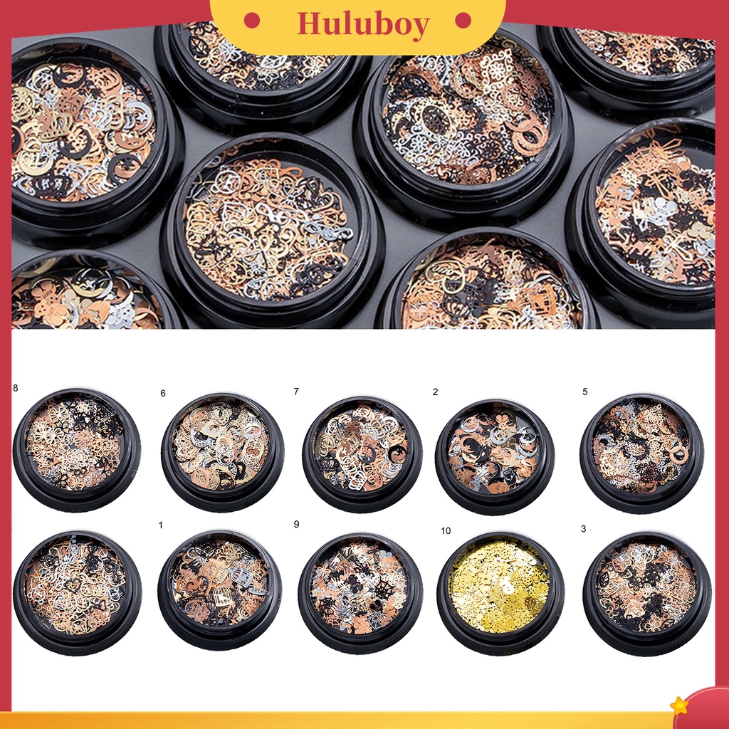 Huluboy Huluboy♡ 120pcs / Kotak Payet Logam Desain Kepingan Salju Hollow Tema Halloween Untuk Dekorasi Manicure Wanita
