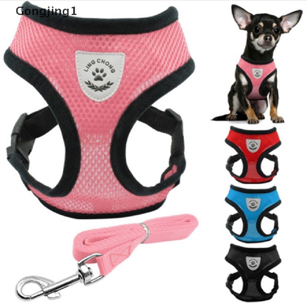 Gongjing1 Set Tali harness Adjustable Untuk Anjing Kecil