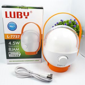 Lampu cas luby emergency 7737 bulat super terang led 4.5 watt