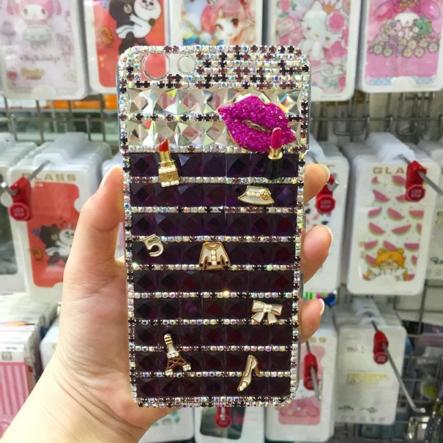 Bling case Oppo F11 Metalik Ungu Lips Blingcase made by order all type