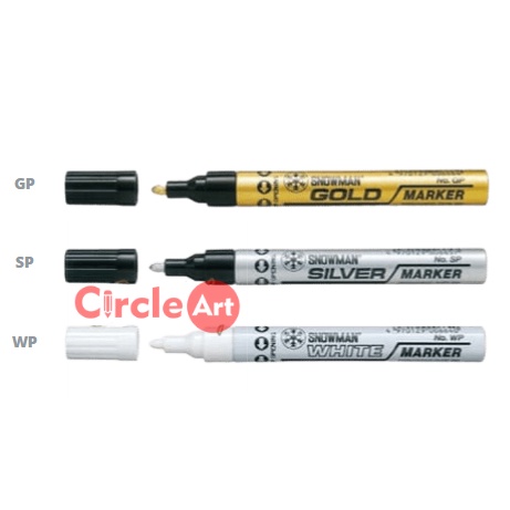 

Snowman Spidol Permanent Gold - Silver - White Marker Besar / Spidol warna Gold GP - Silver SP - White WP