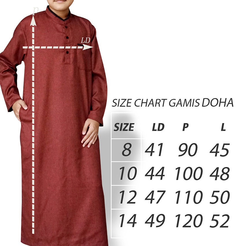 baju gamis doha anak/jubah anak laki-laki 8-14 tahun