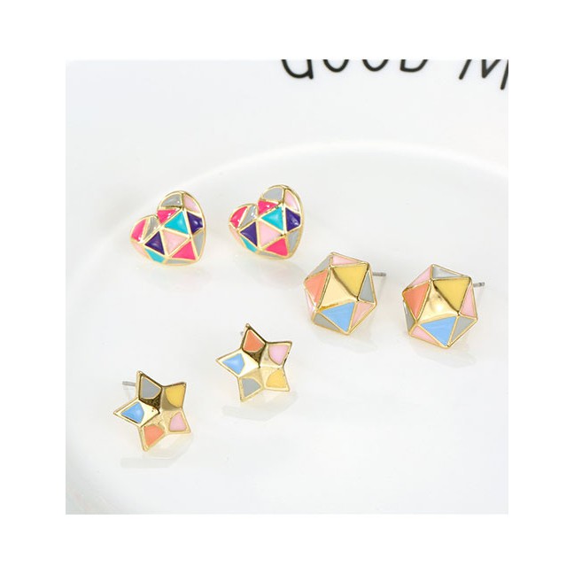 LRC Anting Tusuk Fashion Heart-shaped Geometric Drip Earrings D32495