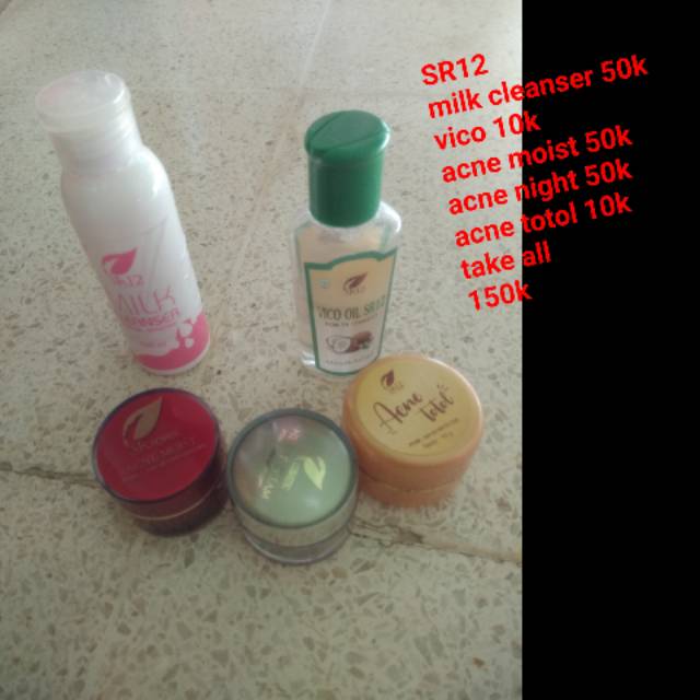 Sr 12 cleanser vico oil acne totol night cream acne moist