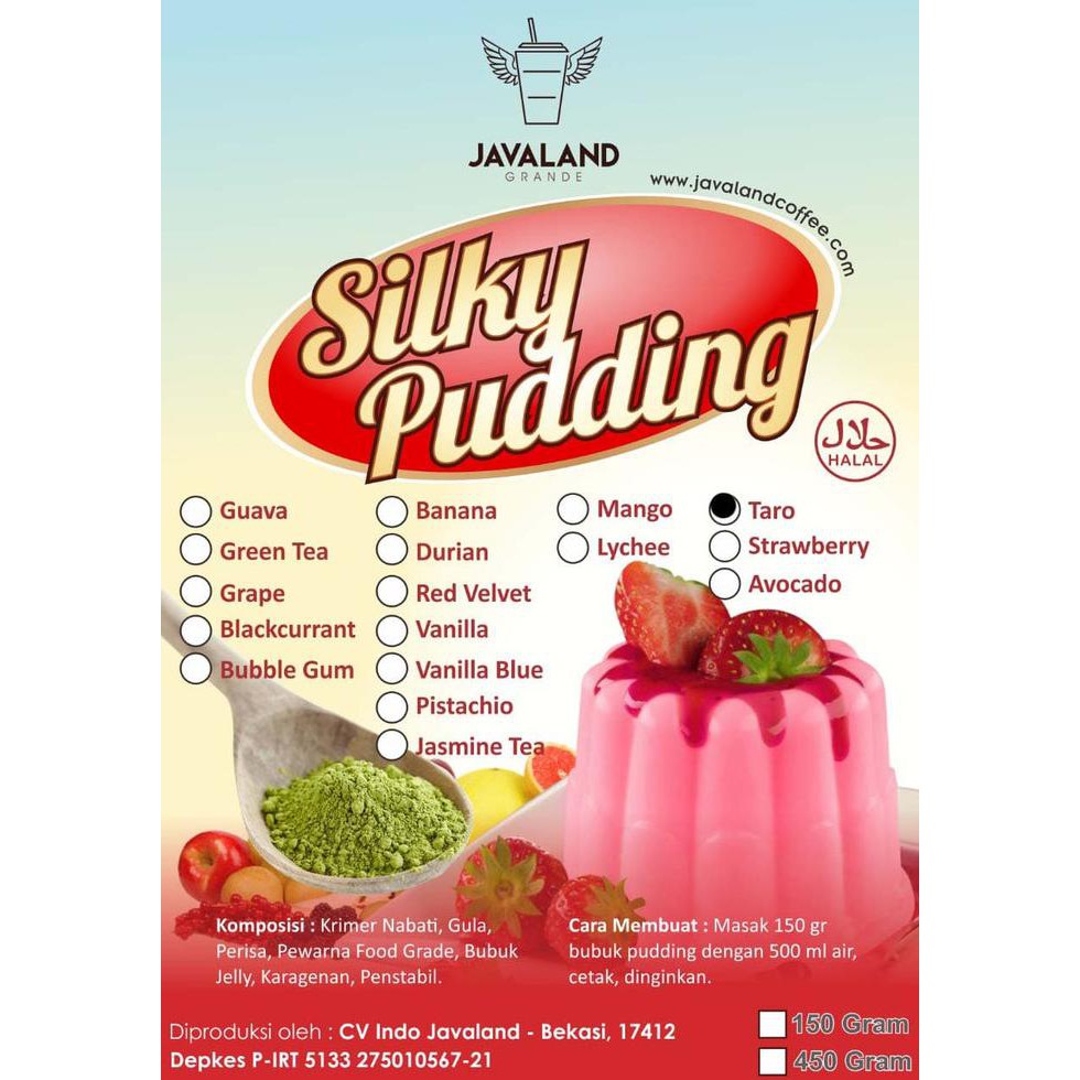 

Silky Pudding TARO/Puding Sutra/Susu/Jelly/Dessert 150gr TERBATAS Kode 322