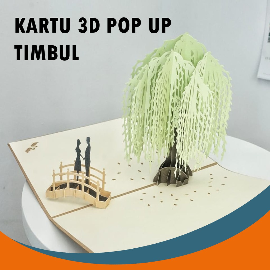 KARTU 3D POP UP TIMBUL COUPLE POHOH HIJAU CARD ANNIVERSARY WEDDING LOVE VALENTINE GREETING CARD