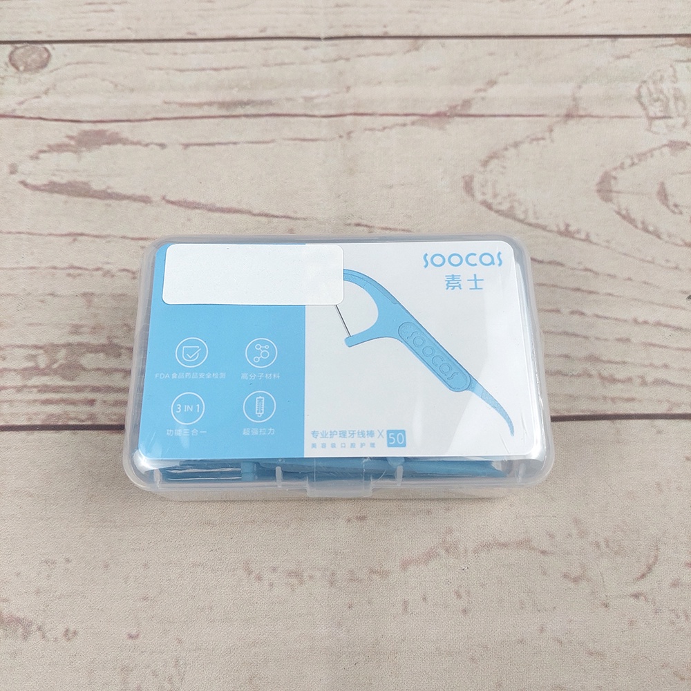 Benang Gigi Pembersih Plak Gigi Dental Floss 50 Pcs - Light Blue