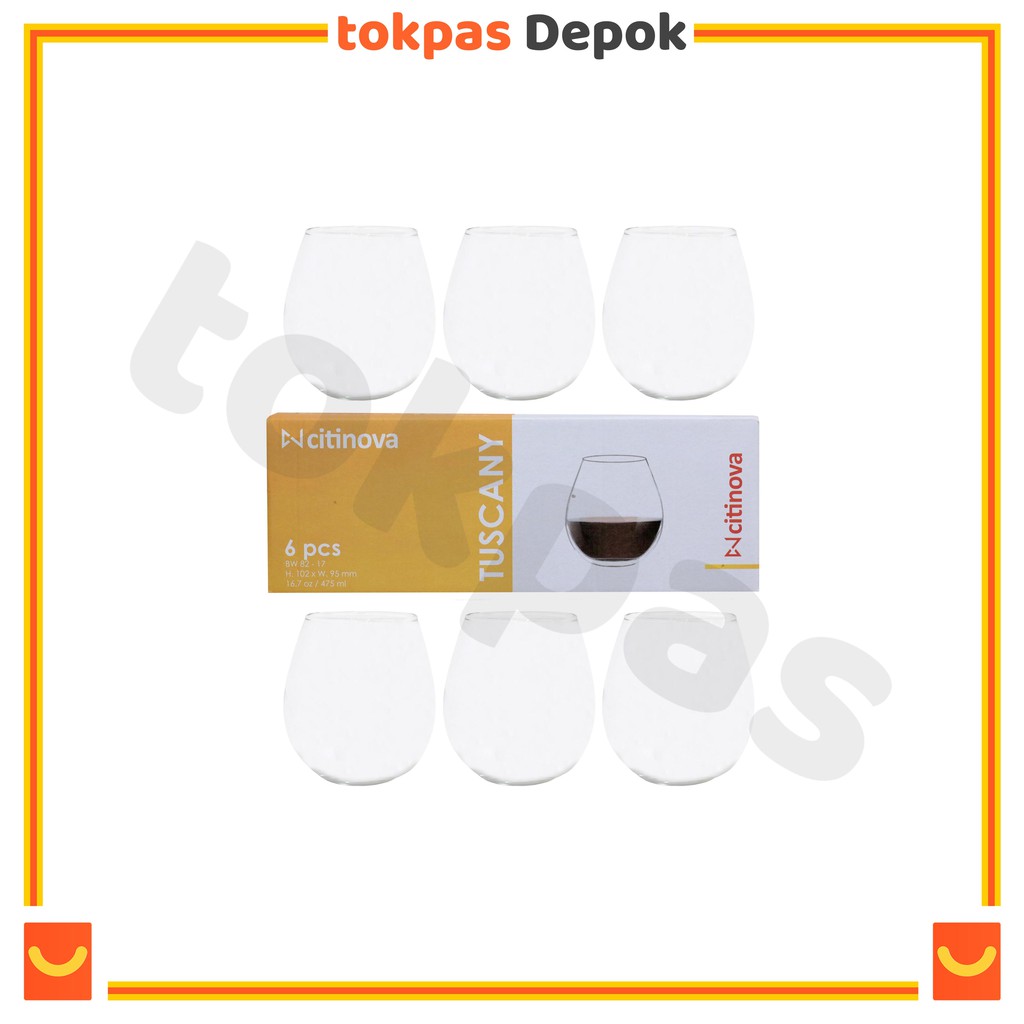 Jual Gelas Kaca Bulat 475 Ml Set 6 Pcs Tuscany Citinova Bw 82 17 Ct 005 S Shopee Indonesia