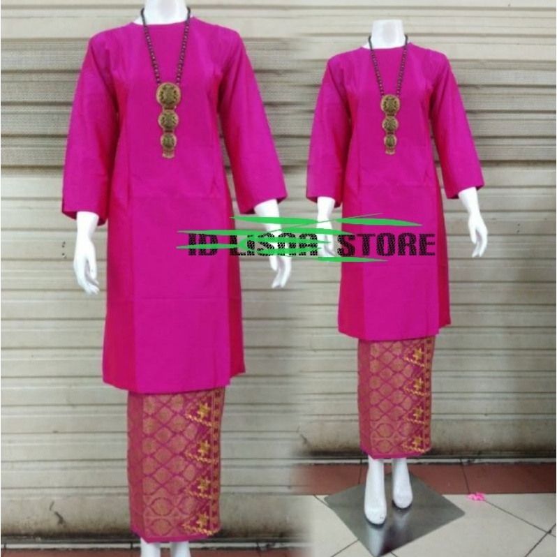 baju kurung taveta polos set rok songket