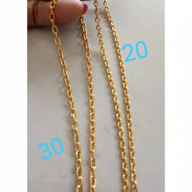 Perhiasan 24K. Rante Polos Emas London LM Kadar 999,9%.