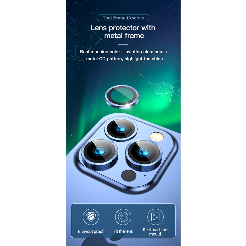 TOTU iPhone 13/13 Mini Ring Camera Pelindung Kamera Tempered Glass