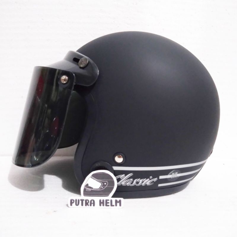 Helm Bogo Polos DAG dewasa kaca cembung datar