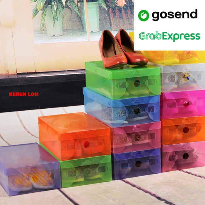 

MURAH Box / Kotak Sepatu Transparant Plastik Warna Warni Promo - Putih