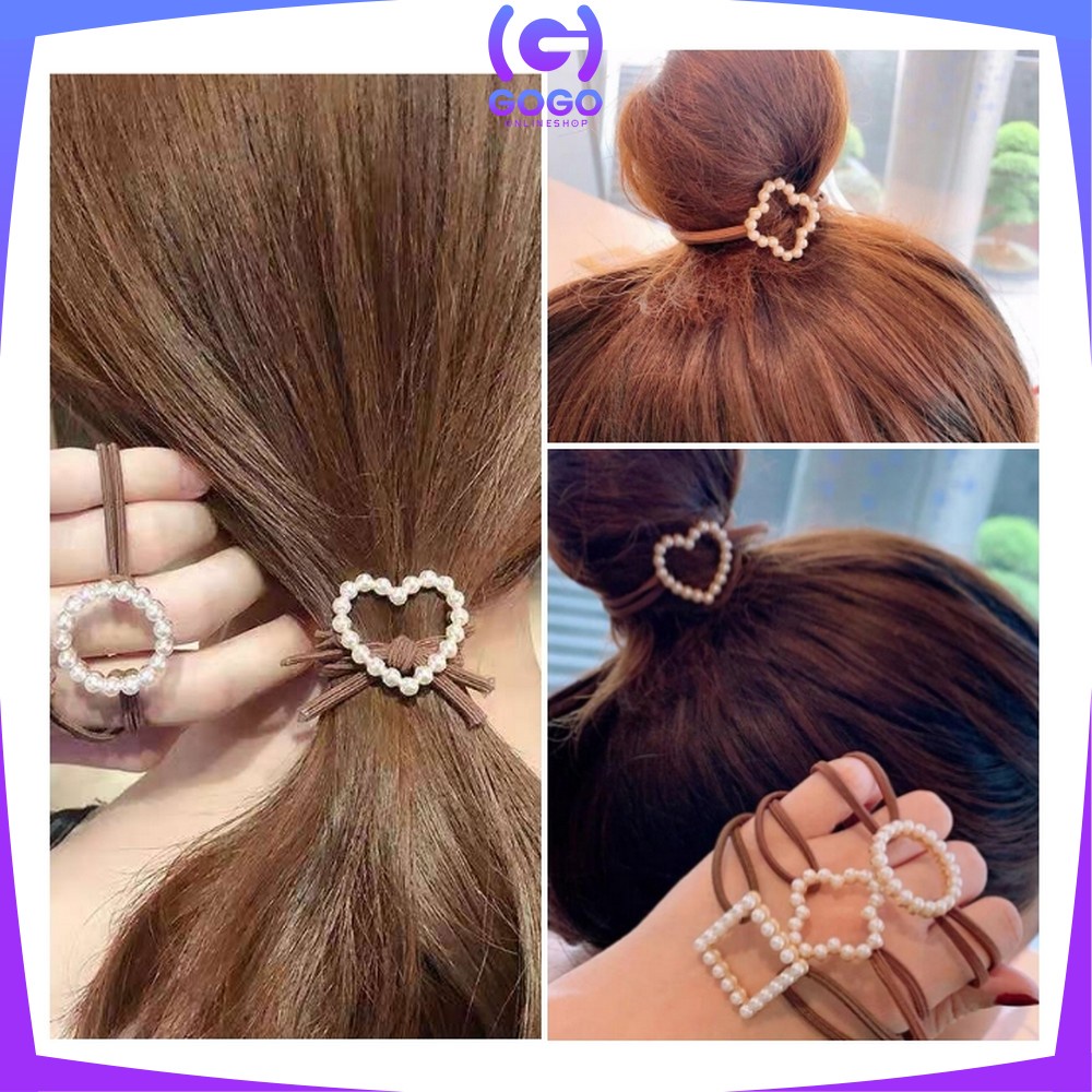 GOGO-C215 Karet Ikat Rambut Mutiara Motif / Kuncir Rambut Korea / Kunciran Rambut Anak / Karet Kuncir