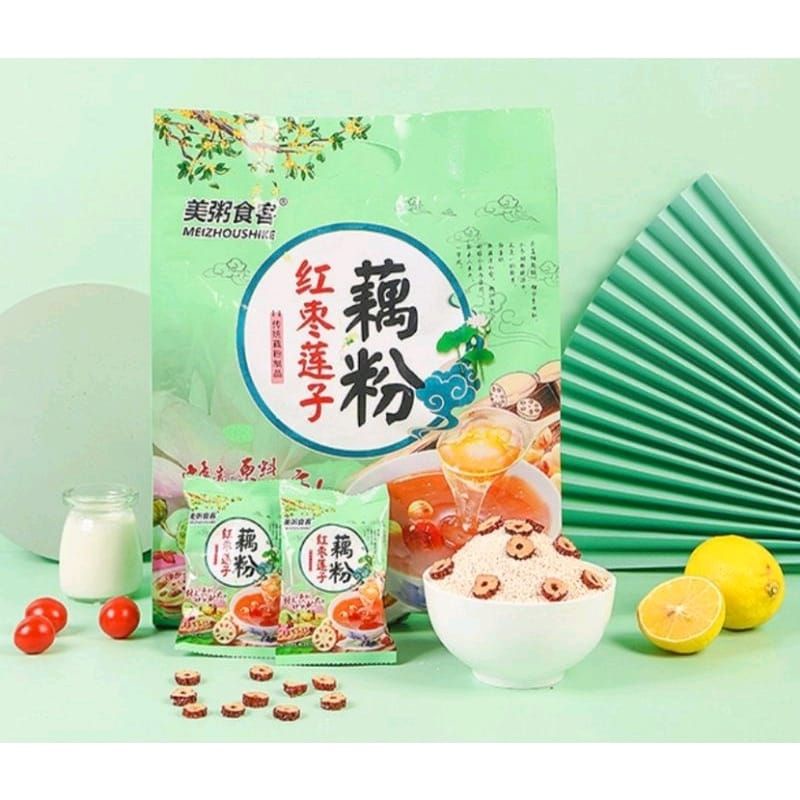 MeiZhouzShiKe Red Dates Lotus Seeds Lotus Root Powder Soup / Hong Zao Lian Zi Ou Fen / Sup Pati Akar